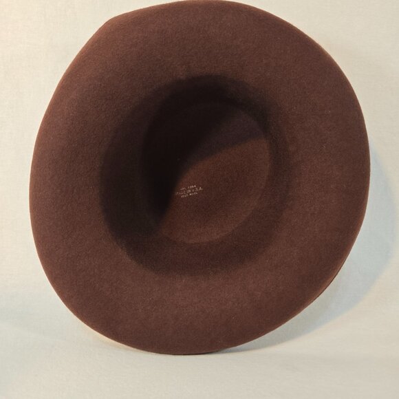 USA Vintage WPL 4384 Festival Artsy Rodeo Brown 100% Wool Rolled Brim Unisex HAT - Picture 13 of 17